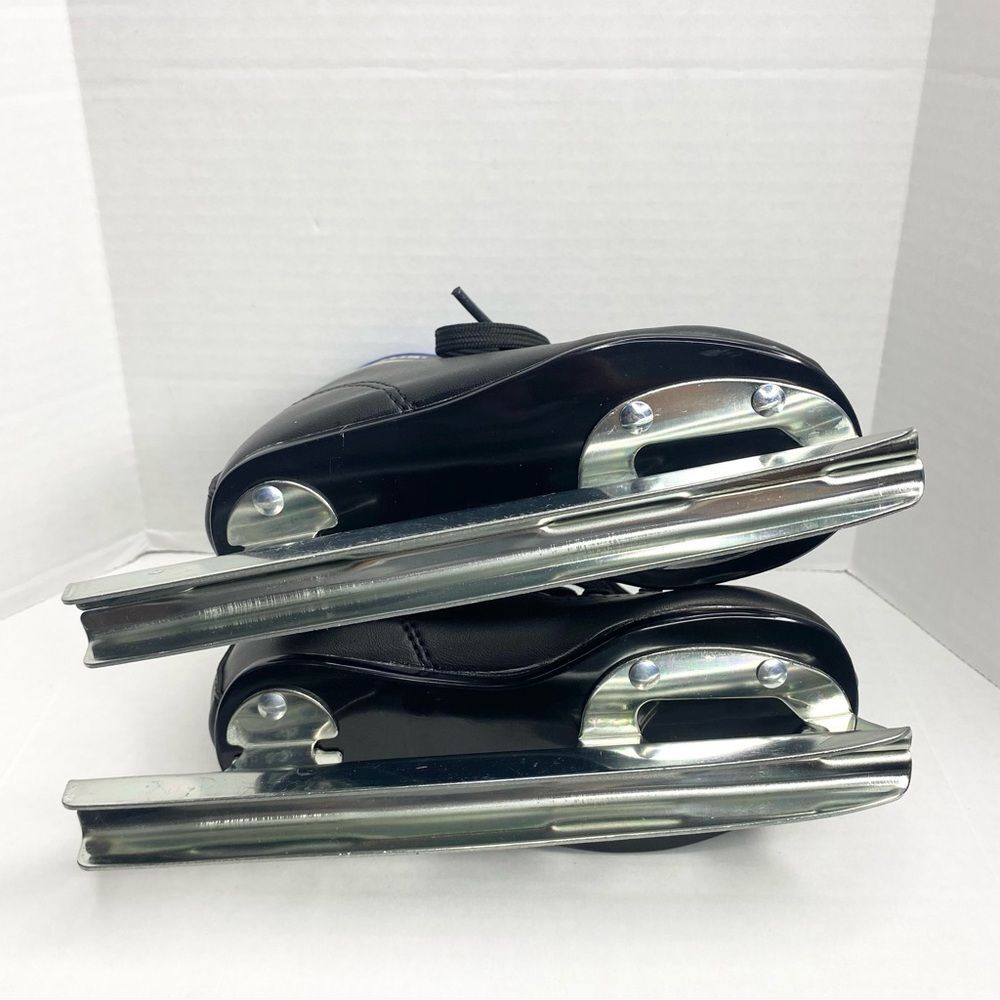 American Athletic Youth Boys Size 8 Chillin Double Runner Ice Skates Black Blue - Picture 12 of 13